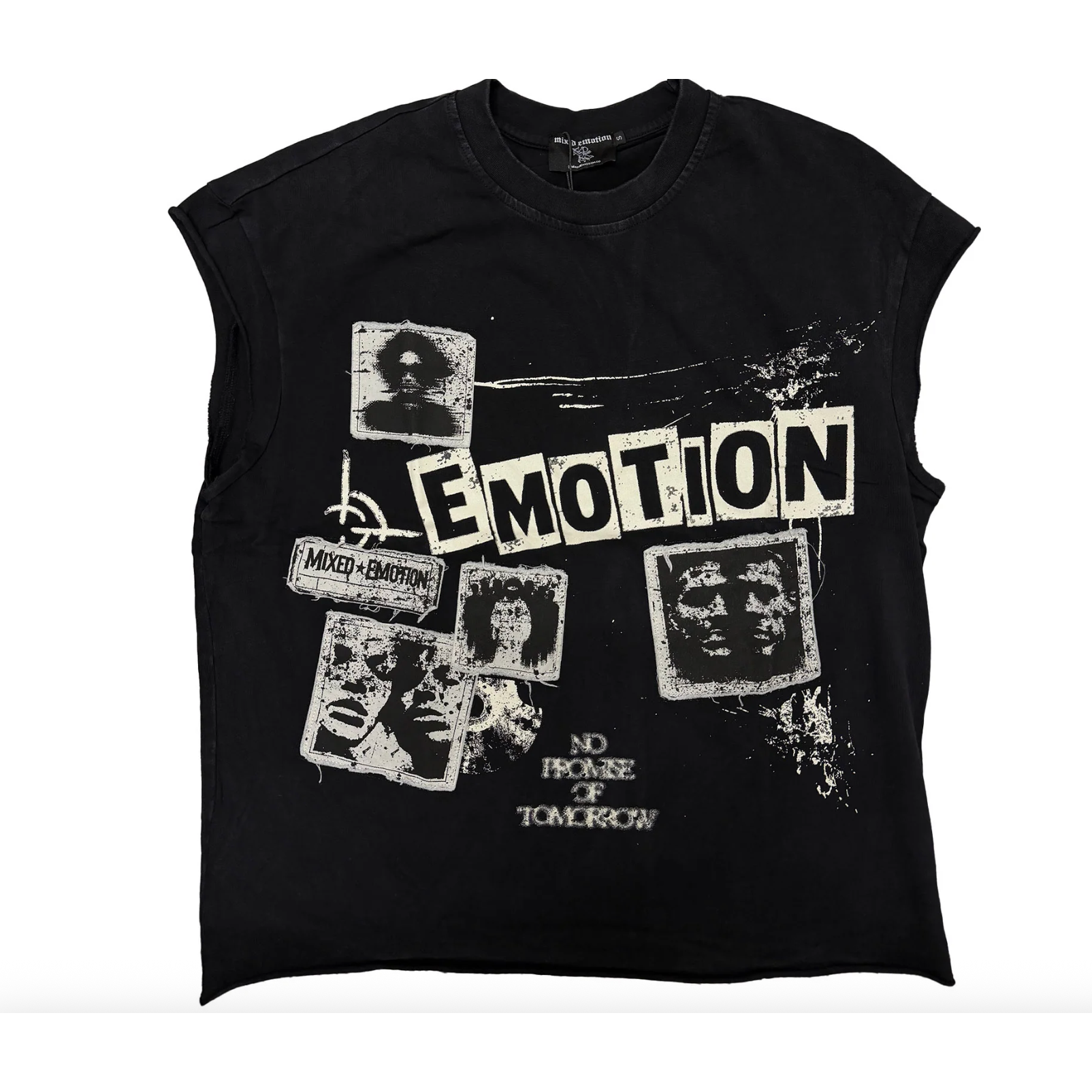 Mixed Emotion “Newspaper” Sleeveless tee Black