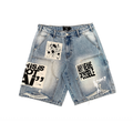 Mixed Emotion Blue “AI” Denim Shorts