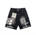 Mixed Emotion Black “AI” Denim Shorts