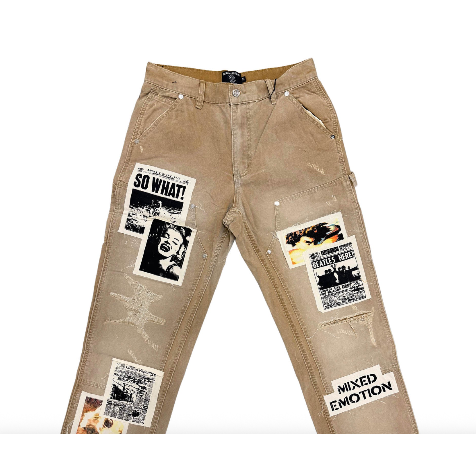 Mixed Emotion “Newspaper” Carpenter Pants Tan