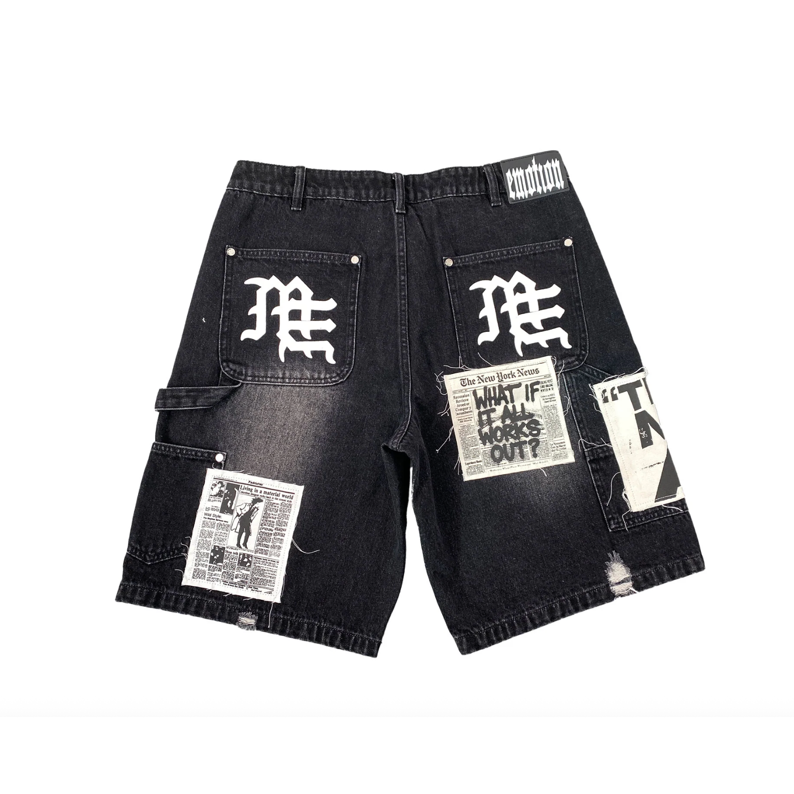 Mixed Emotion Black “AI” Denim Shorts