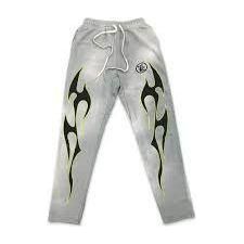 Hellstar Flame Flare Sweatpants Grey Green