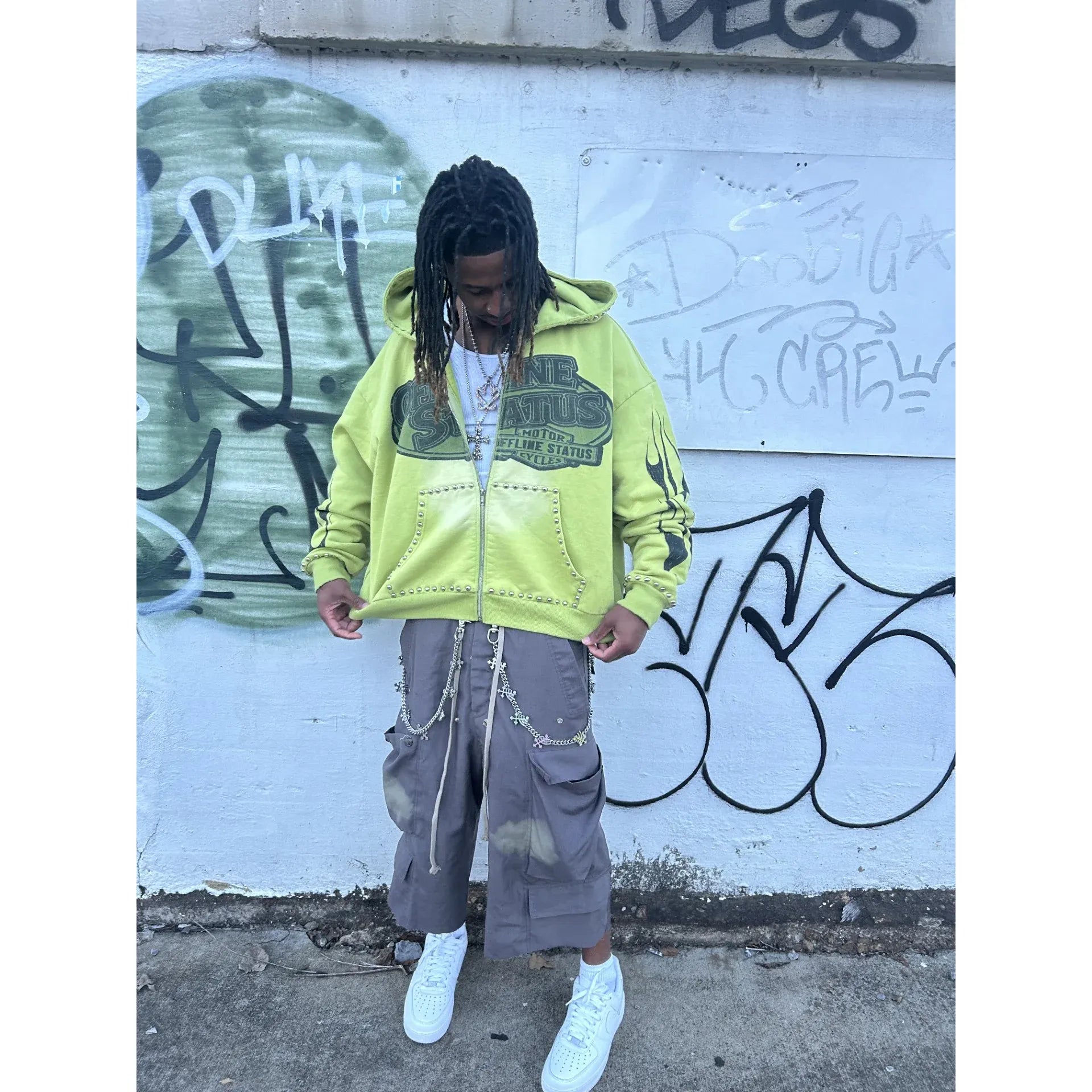 Offline Status Zip Up Hoodie Green