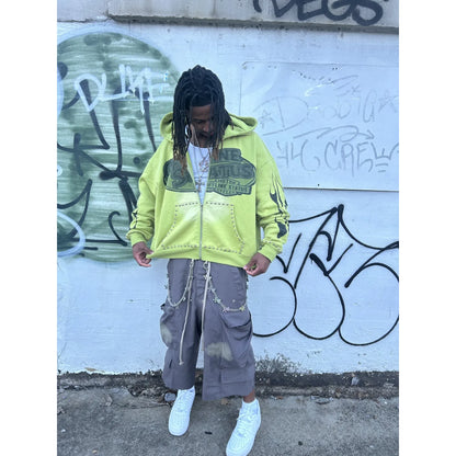 Offline Status Zip Up Hoodie Green